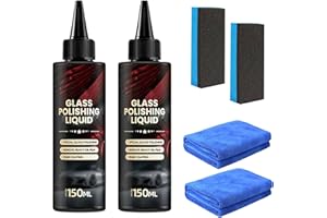 KOLGEIKJ 2 pcs Glass Scratch Remover, Glass Polishing Liquid, Auto Glass Scratch Care Polishing Fluid, Car Oil Film Remover, Car Polish, Car Scratch Remover, Eliminates Coatings,Waxes,Oils and More (A)