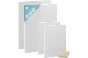 HEFTMAN Blanche Toile a Peindre, Châssis Entoilé, Toile de Peinture, Toile Peinture Acrylique et Peinture à L'Huile - Lot de 4 Toiles pour Peindre 2x 20x30 cm 2x 30x40 cm