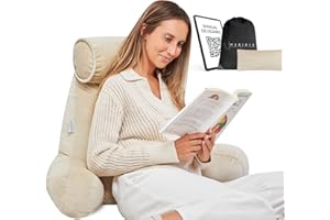 MERIDIA PERSONAL CARE MERIDIA Cojin de Lectura Premium (Set de 3) Rellenado en España. Almohada de Lectura, Respaldo para Cama, Cojin Lectura Cama, Respaldo Cama. Bolsa de Transporte, Cojín Lumbar y Guía Incluidos