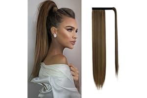 Sofeiyan Liso Cola de Caballo Largo Pelo Natural para Extensiones Postizos de Pelo Sintetico Coleta Velcro Envolvente Pelucas para Mujer 65cm