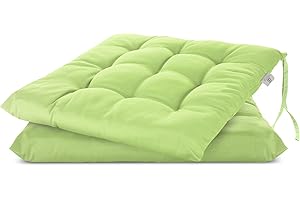 Brandsseller Lot de 2 Coussin de chaise 40x40 cm Coussin d'assise Rembourrage de chaise avec Fixations Décoration pour l'intérieur et l'extérieur piqué - Vert