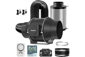 Brogachy 150 mm luftfiltreringssats, 688 m³/h Line-mantelfläkt, med timer, termo-hygrometer kolfilter luftledning kombo venti