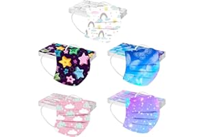 LULUJI Lulupi 50 Stück Kinder Mundschutz Einweg Mund-Nasenschutz 3D Cartoon Druck Bandana Maske Tücher Staubs-chutz Atmungsaktive Mund-Nasen Bedeckung Dinosaurier Tiermotiv Halstuch Schals für Jungen Mädchen