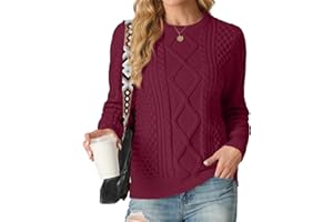 GRECERELLE Damskie swetry z okrągłym dekoltem kabel sweter z dzianiny damskie swetry dla kobiet UK damski sweter z długim rękawem pulower topy