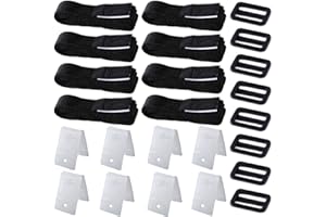 Poweka Accessoires pour Piscine Planifiez Solaire de Kit Sangles Adhésives Nylon et Velcro Plaques de Fixation Boucles