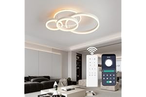 BLMYL Lampada da soffitto a LED dimmerabile, 3000 K – 6000 K, 48 W, 4800 lm, lampada da soffitto da 61 cm, anelli a LED, per camera da letto, cameretta dei bambini, cucina, corridoio