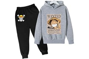 CHAORWE 2022 Anime One Piece Enfants Survêtements Ensemble Luffy Sweat À Capuche Top Casual Pull À Capuche et Joggers Pantalons pour Garçons Filles