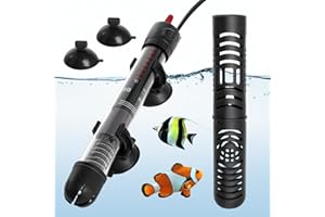 CAMUSBR Heizstab Aquarium Heizung Mit Schutzhülle Einstellbare Thermometer Aquarienheizer für Fischtanks Thermostat für Fischtanks 60L (12-34°C, 50W)