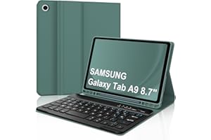 OCCTINGKIND Coque Clavier pour Samsung Galaxy Tab A9 8.7 Pouces, AZERTY Français Housse Clavier Bluetooth Magnétique Détachable avec Porte Crayon pour Tablette Samsung Galaxy Tab A9 8.7" 2023, Vert foncé