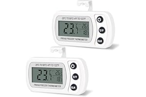 Thlevel 2PCS Frigorifero Digitale Termometro Congelatore Interno Esterno Impermeabile con Gancio Display LCD Funzione Max Min per la Casa Ristoranti Caffè