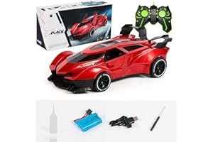 PLSOPPKG 2.4G RC Cars for Kids Remote Control Car with LED Lights Liftable Door and Sound Pull Back Toy Car Christmas Birthday Gift for Kid Boy Girl (Red)