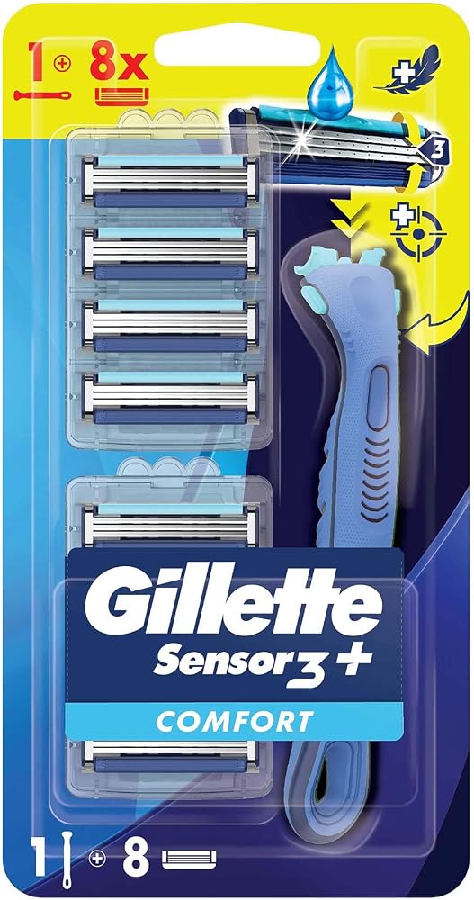 Gillette Sensor3+ Comfort 8'li Yedek Bıçağı Başlıklı Tıraş Makinesi