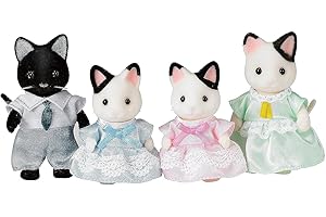 SYLVANIAN FAMILIES - Le Village - La Famille Chat Bicolore - 5181 - Famille 4 Figurines - Mini Poupées