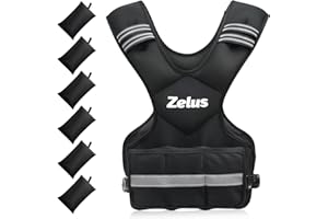 ZELUS Gilet Lesté 5kg/10kg/15kg/20kg Barre de Poids Réglable Veste Lestée de Course Entraînement pour Hommes Femmes Musculation Exercice Sports Gym Fitness Intérieur Extérieur, Noir
