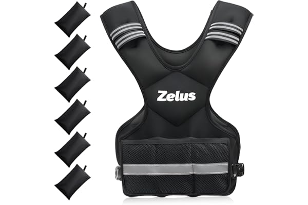 ZELUS Gilet Lesté 5kg/10kg/15kg/20kg Barre de Poids Réglable Veste Lestée de Course Entraînement pour Hommes Femmes Musculation Exercice Sports Gym Fitness Intérieur Extérieur, Noir