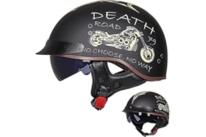 EBAYIN Casque Moto Homme Homologué Casque Bol Homologué Casque Moto Vintage Casque Jet pour Moto Casque Scooter Homme ECE Homologué Pilote Jet Casque Personnalité Casque de Moto,D-M=（57~58cm）