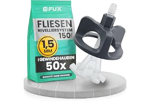 FUX kakelnivelleringssystem 1,5 mm set – 50 dragkåpor + 100 gängväskor