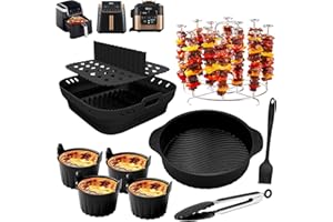 ‎PUOSIKE Puosike Heißluftfritteuse Zubehör für Ninja Max PRO 6,2L AF180EU AF181EU/Ninja Speedi ON400EU, Airfryer Zubehör Einschließlich Silikonform mit Trennwänden Grillrost Pizzapfanne