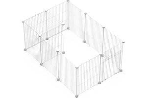 PILIN Pet Playpen,Small Animal Pen with Door, Encrypted Wire Mesh Cages Indoor/Outdoor DIY Metal Pet Fence for Puppy,Rabbit,Kitten,Hamster,Guinea Pig,Turtle,Hedgehog (43 * 32 White 12PCS)