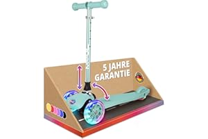 ‎KINNAZ kinnaz ONE, Premium Roller Kinder 3 Jahre, faltbar, 5 Höhen, LED Räder, Ersatzteilservice, verbesserte Griffe und Bremse, UVM Kinderroller ab 2 3 4 5 Jahre, Scooter von Deutscher Händler