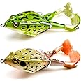 Pens 2 Pcs Double Propellers Frogs Soft Bait High Simulation Soft Silicone Fishing Lures Prop Frog Lures for Bass Realistic Design Floating Weedless Baits Kit (Random Color