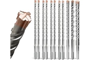 ZENIX SDS Plus Bohrer set 11-tlg [Ø4-14×210mm] - Titanbeschichtete 4-Schneiden | 40CR-Stahl