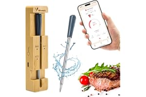 100M Sonda Temperature Cucina Zeerkeer Senza Fili Bluetooth Termometro Cucina Manico in Ceramica Resistente alle Alte Temperature Grill Forno BBQ con Allarme di Temperatura Intelligenti