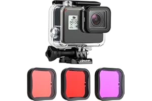SOONSUN Waterproof Housing Case with Dive Filters for GoPro Hero 5 6 7 Black, Hero (2018) – 45M Underwater Dive Housing Shell with Red, Light Red, Magenta Filters for GoPro 5/6/7 Black Cameras
