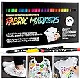 24 Fabric Pens Permanent for Clothes White T Shirt Design Kit Canvas Tote Bag Pillowcases Plain Cotton Bags Shoes Baby Shower