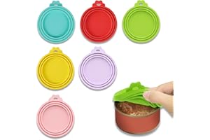 DGSLWH 6 sztuk Pokrywki na Puszki dla Zwierząt Domowych, 3-w-1 uniwersalne (6,5cm/7,3cm/8,3cm), wielokrotnego użytku, odporne na zmywarkę, pasujące do standardowych puszek i pojemników domowych, różne kolory