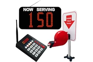 CYSSJF Queue Calling System | Number Calling System with 1 Standing Ticket Dispenser | Queue Management Now Serving Number Calling Queue Ticket Number Call System Restaurant Pager（English Voice）