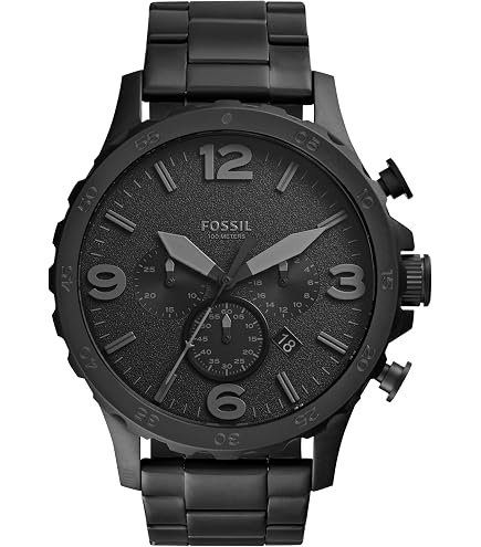 DIESEL ブラック スポーツウォッチ45 Diesel Leather Analog Black Over Sized Dial Men Watch-Dz4519