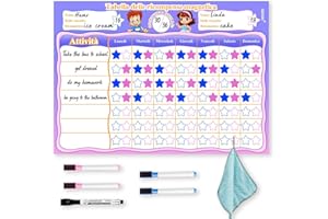 LOVEXIU Tabella Delle Ricompense per Bambini,Tabellone Delle Ricompense bambini,Tabella Delle Ricompense Magnetica,Routine Bambini Giornaliera,Buon Comportamento in Ragazzi/Ragazze,5 Penne,34X24 cm (Italiano)