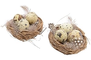 DECORIS 2 Weidennester mit Wachteleier