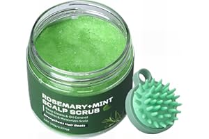 DMQ Rosemary Scalp Scrub with Mint Oil, Mint Scalp Exfoliator, Scalp Cleansing Nourishing, Prevent Hair Loss,Dandruff and Build-Up Remover, Scrub Cream with Scalp Massager, 100g