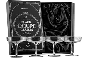 GLASSIQUE CADEAU Speakeasy Lot de 4 verres à cocktail nervurés style art déco vintage pour boire du champagne, Martini, Cosmopolitan, Manhattan 200 ml