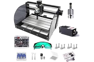 【2-en-1】 Fraiseuse CNC, GHWMYD mise à niveau 3018 Pro-M machine de gravure avec contrôle hors ligne, 20 têtes de fraiseuse CNC, 3018 PCB PVC bois machine de gravure DIY 【Module 7W】