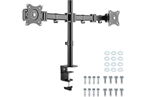 RICOO Support PC pour 2 écrans TS5811 Double Bras Orientable Inclinable Moniteur 15-27 Pouces (38-69cm) Fix ation de Table VESA