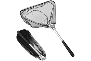 UQMIQURA Kescher Angeln, Angelkescher mit Faltbare Fischernetz, Angelkescher Gummiert, Fischernetz Mit Rutschfestem Griff, Langlebiges Nylon Fischen Angelzubehör für Erwachsene und Kinder