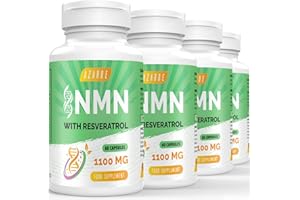 AZAROE NAD + Trans-Resveratrol 1100mg, with Black Pepper 50mg for Optimal Absorption, 3-in-1 Advanced Formula to Boost NAD+ Levels, Support Immune Health (60 Count (Pack of 4))