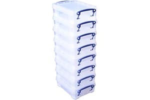 REALLY USEFUL BOX Really Useful Plastic Storage Box 0.75 Litre Clear (Pack of 8)