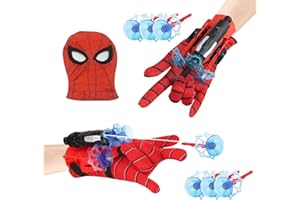GXDXMBD 2 PCS Gant de Lanceur Spider,Lanceur de Toile Spider,Spider Launcher avec Masque,Lanceur de héros Gants,Jouets De Poignet Lanceur De Héros,pour Enfants pour la fête de Cosplay (A)