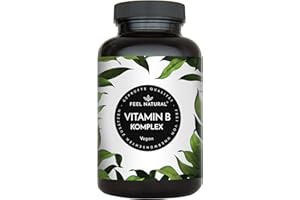 Vitamin B Komplex - 180 vegane Kapseln - 500µg Vitamin B12 - alle 8 B-Vitamine (B1, B2, B3, B5, B6, B7, B9, B12) - Mit bio-ak