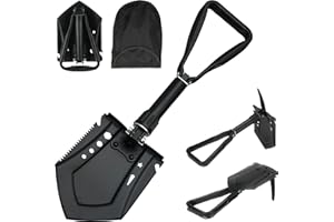 ADTSADDTO Pelle Pliante 58cm, Pelle à Neige, 50#Pelle Multifonction Extra Stable Haute RÉSistance en Acier Au Carbone Combinaison Pelle De Camping Pliante pour La RandonnÉE en Plein Air Conduite de Voiture