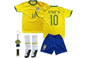 Gokaynex Maglietta Brasile Neymar Jr #10, Vini Jr #7 2024 WC Bambini Maglia Con Breve Nuova Stagione (4-13 Anni)