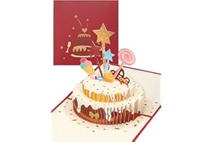 YUMCUTE Carte Anniversaire 3D, Carte Pop Up Anniversaire, Carte d'Anniversaire Pop-Up Double Couches Gâteau avec Enveloppe, Carte de Voeux pour Famille, Amis, Enfants, Amoureux