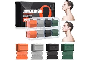jjshund 8 Stück Silikon Jawline Trainer, Kiefer Trainer mit 4 Widerstandsstufen, Jawline Gum Jaw Exerciser für Männer Frauen Jaw Design
