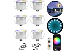 INDARUN Lampe au Sol Spot Encastrable+Wifi contrôleur-Lumière RGB étanche IP67 0.6W Ø31mm-éclairage pour terrasse, patio, chemin, mur, jardin, décoration, intérieur et extérieur