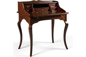 Mar.c.a. Design - Scrivania Arte Povera in Legno 78x50x95 cm 6 Cassetti - Scrittoio Vintage con Gambe a Sciabola Made in Italy