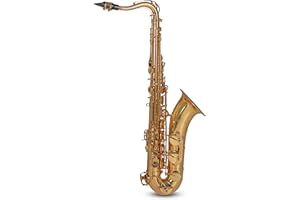 Roy Benson Saxofón Tenor Sib TS-202 (elegante cuerpo de latón, mecánica precisa, con llave de Fa# agudo, boquilla de alta calidad, estuche rectangular ligero, con práctica función de mochila)
